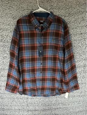 IZOD Stratton Flannel Shirt Plaid Button Up Long Sleeve Soft Mens XXL NWT $65